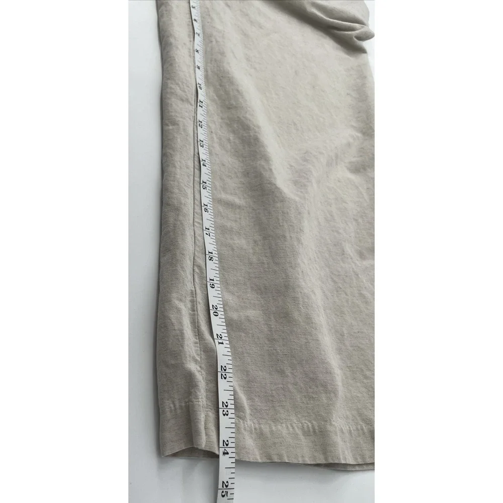 H&M Womens Linen Blend Crop‎ Tan Wide Leg Pants Casual Boho Beachy Resort Size 8